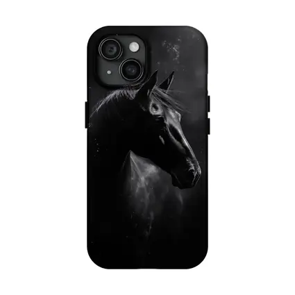 Black Horse Portrait Dark Smoky Background
