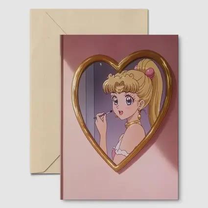 Sailor Moon Anime Girl Heart Mirror Pink
