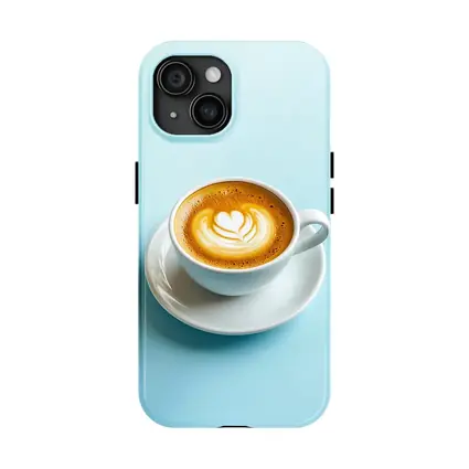 Latte Art Coffee Cup Light Blue Background