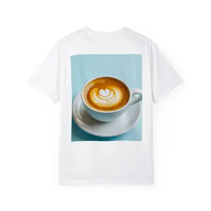 Latte Art Coffee Cup Light Blue Background