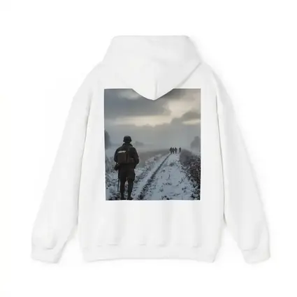Soldier Walking Snowy Winter Field Path