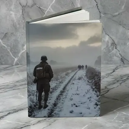 Soldier Walking Snowy Winter Field Path