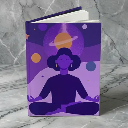 Woman Meditating Lotus Pose Cosmic Space