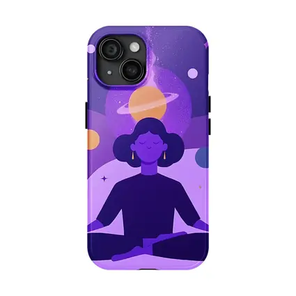 Woman Meditating Lotus Pose Cosmic Space