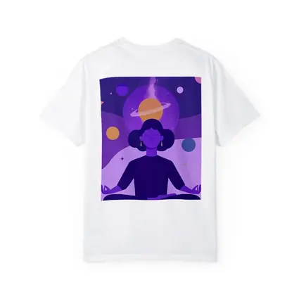 Woman Meditating Lotus Pose Cosmic Space