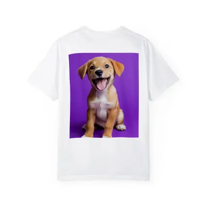 Happy Puppy Dog On Purple Background
