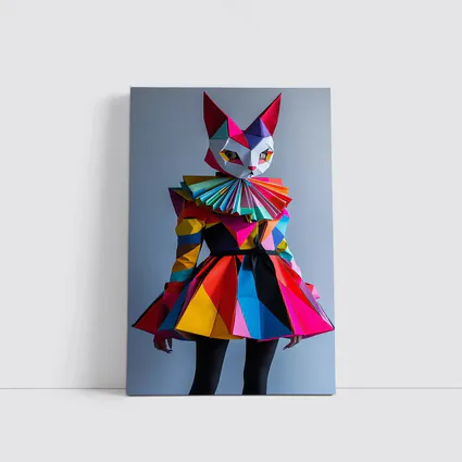Colorful Geometric Cat Mask Costume Art