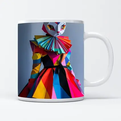 Colorful Geometric Cat Mask Costume Art