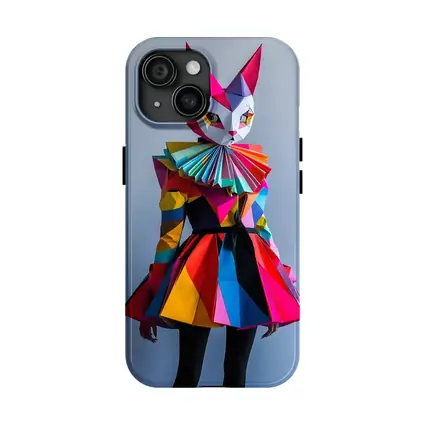 Colorful Geometric Cat Mask Costume Art