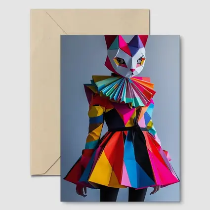 Colorful Geometric Cat Mask Costume Art