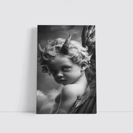 Dark Cherub With Horns And Wings