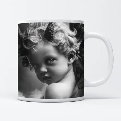 Dark Cherub With Horns And Wings