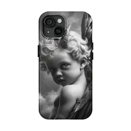 Dark Cherub With Horns And Wings