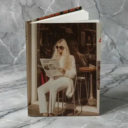Blonde Woman Reading Newspaper Cafe Street