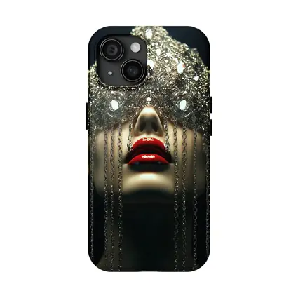 Woman Crystal Crown Red Lips Dark Background