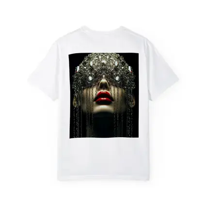 Woman Crystal Crown Red Lips Dark Background