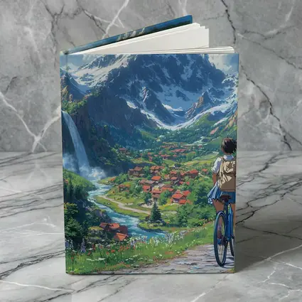 Anime Girl Cycling Mountain Valley Landscape