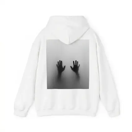 Two Shadowy Hands Pressing Through Fog