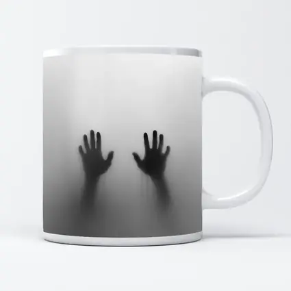 Two Shadowy Hands Pressing Through Fog