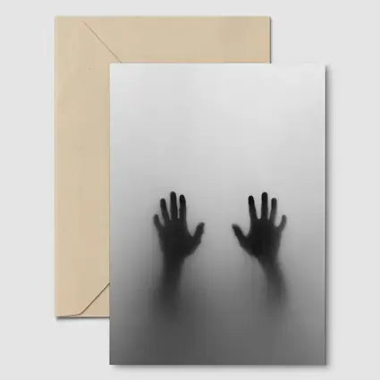 Two Shadowy Hands Pressing Through Fog