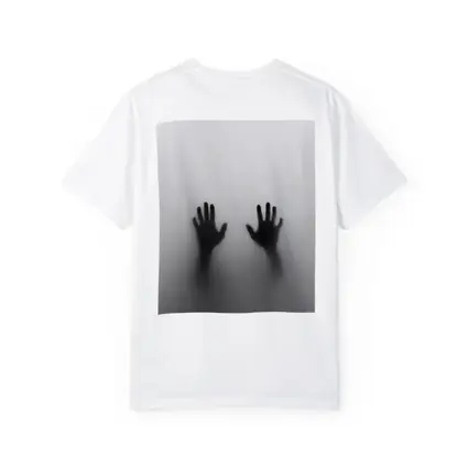 Two Shadowy Hands Pressing Through Fog