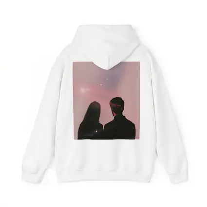 Couple Silhouette Under Pink Cosmic Sky