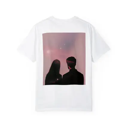 Couple Silhouette Under Pink Cosmic Sky
