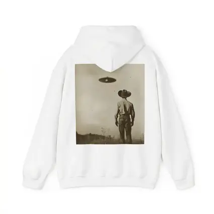 Cowboy Watching UFO Vintage Sepia Field
