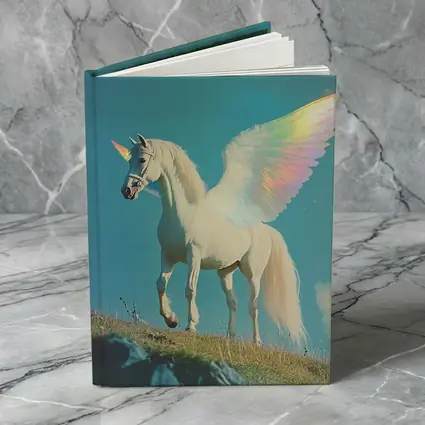 White Unicorn Rainbow Wings Blue Sky