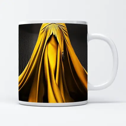 Woman in Golden Cape Black Sand Dunes