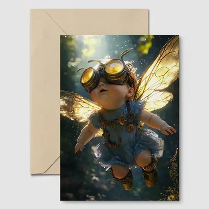 Steampunk Baby Fairy Flying Forest Light