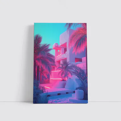Neon Pink Tropical Architecture Palm Trees