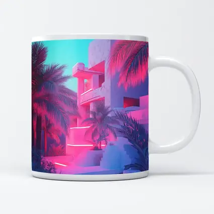 Neon Pink Tropical Architecture Palm Trees