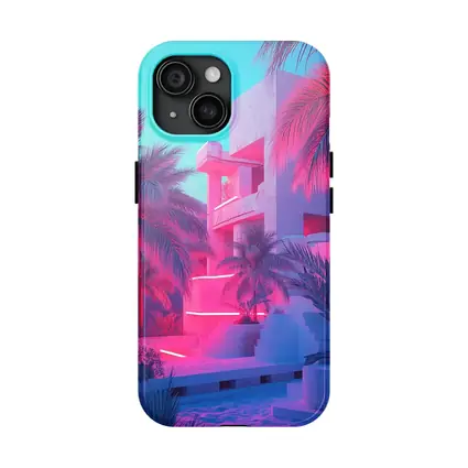 Neon Pink Tropical Architecture Palm Trees