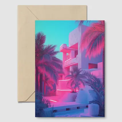 Neon Pink Tropical Architecture Palm Trees