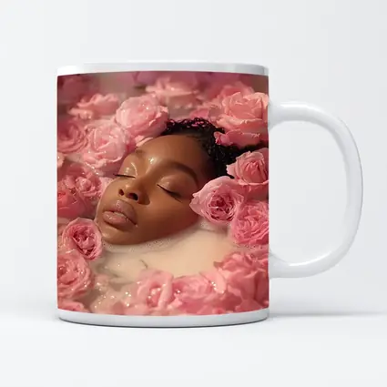 Woman Relaxing in Rose Milk Bath