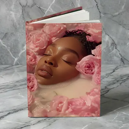 Woman Relaxing in Rose Milk Bath