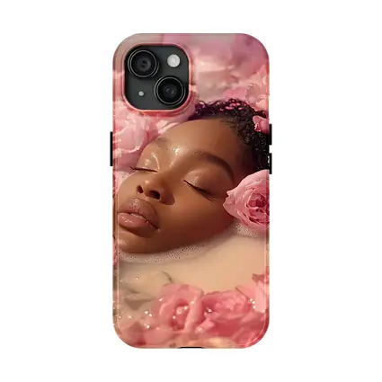 Woman Relaxing in Rose Milk Bath