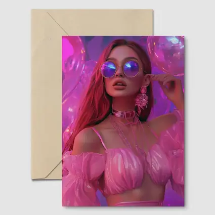 Fashion Woman Pink Bubbly Purple Fantasy