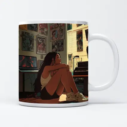 Anime Girl Sitting Alone Retro Room