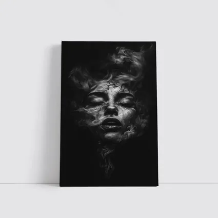 Woman Face Dissolving Into Dark Smoke