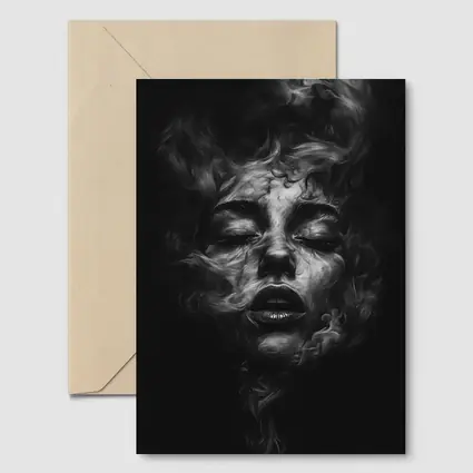Woman Face Dissolving Into Dark Smoke
