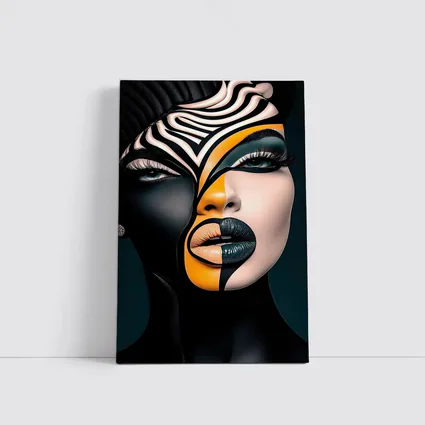Bold Geometric Face Art Black Orange
