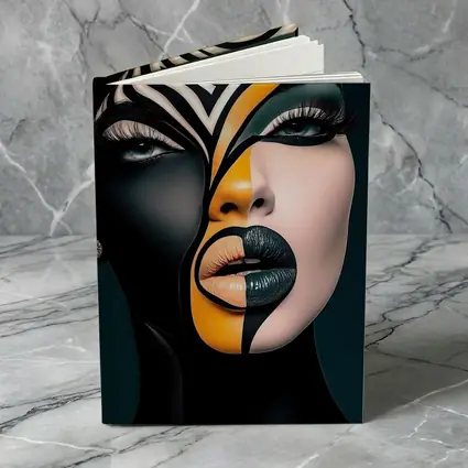 Bold Geometric Face Art Black Orange