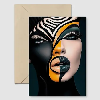 Bold Geometric Face Art Black Orange