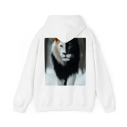 Half Black White Lion Walking In Snow