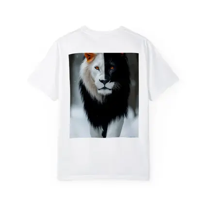Half Black White Lion Walking In Snow