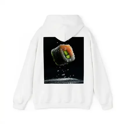 Sushi Roll Flying Over Dark Background