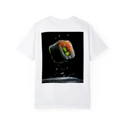 Sushi Roll Flying Over Dark Background