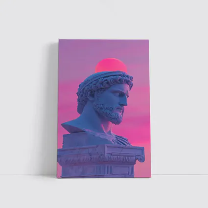 Greek Statue Bust Vaporwave Pink Sky
